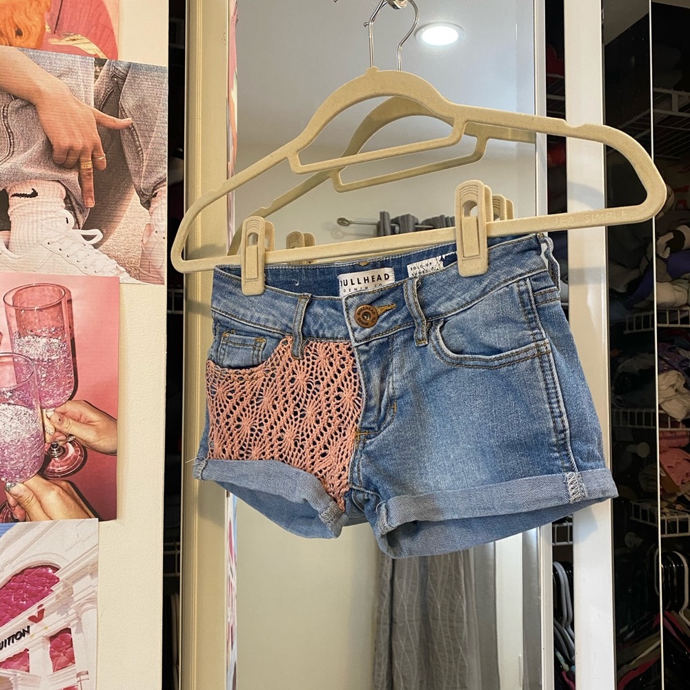Crochet Bullhead Denim Shorts